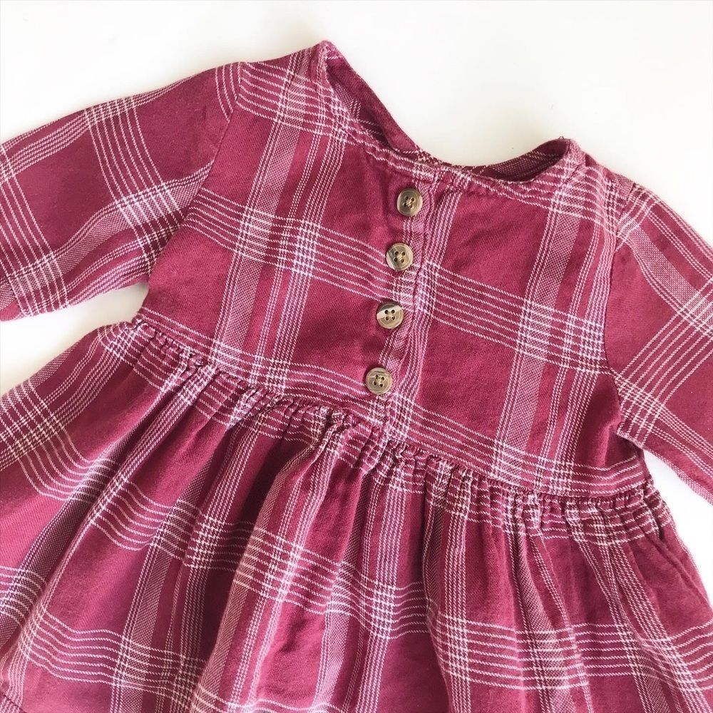 Old Navy maroon plaid dress EUC 0-3 months - Picture 2 of 2